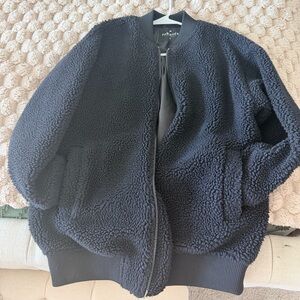 Fabletics Charcoal Faux Sherpa Bomber Jacket